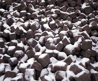 stockpiled cobbles