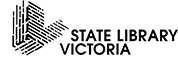 State Library of Victoria Logo including text and visual logo in black and white